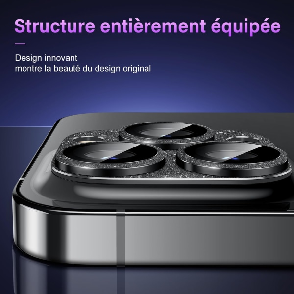 Mustan iPhone 14 Pro/iPhone 14 Pro Max -kameransuojan, [Yksi-