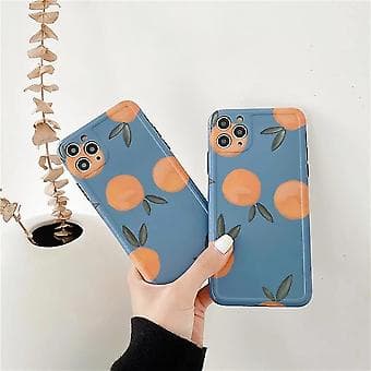 Retro Oransje Maleri Mykt iPhone-deksel (Blå, iPhone 12)