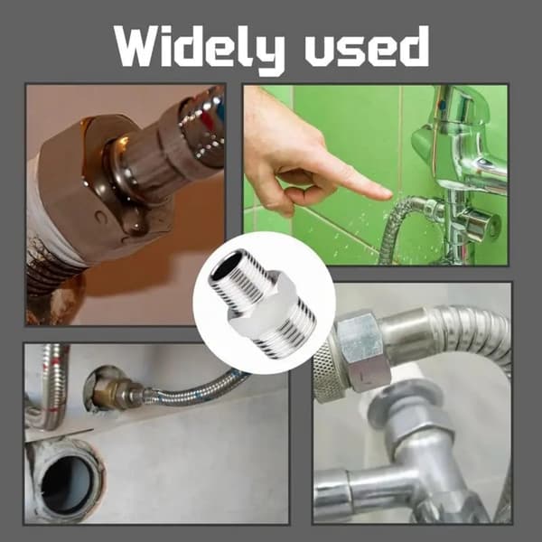 2 bruseslangefittings, han-til-hun gevindfittings, bruserfittings med variabel diameter, vandrørsfittings