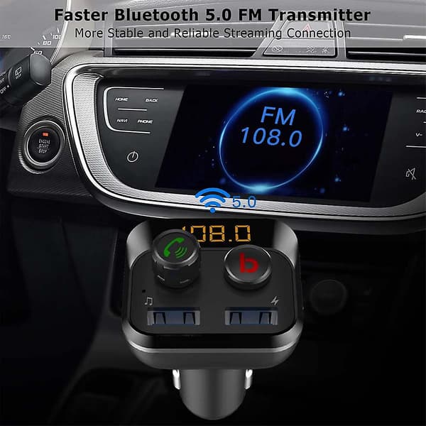 FM-sender med basforstærker, Bluetooth 5.0 FM-sender Wi