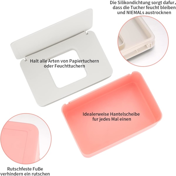 18,5*12,2*7cm，rosa och vit färg，1 stycken e våtservetter Dispenser