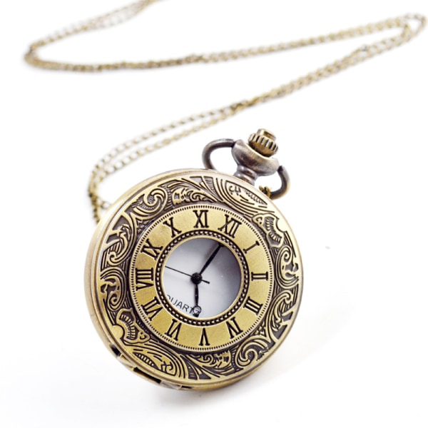 Vintage romersk sifferskala kvarts watch med kedja