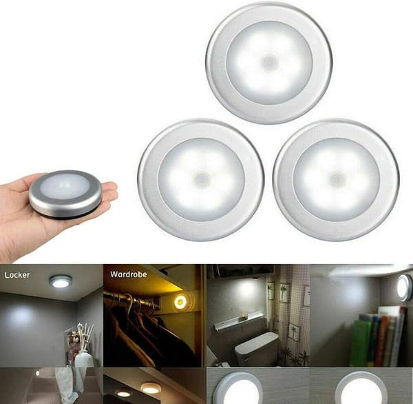 6 LED underskapslys, trådløst bevegelsessensor vegglys for