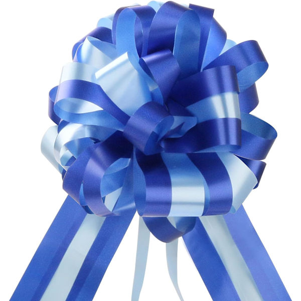 10 stycken Ribbon Pull Bows, (Blå) Stora Ribbon Bows för presenter Bas