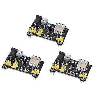 3 stk. strømforsyningsmodul for koblingsbrett DC 6,5–12V USB-strøm 3,3V/5V