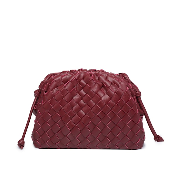 PU vævet sky taske crossbody taske, mini læder håndtaske, ferie-/fødselsdagsgave til mor, kone, venner, rød Red