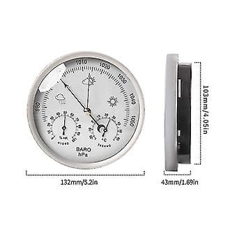 Analog Väderstation - Rostfritt Stålram, Barometer, Hygrometer, Termometer (Vit) ( )