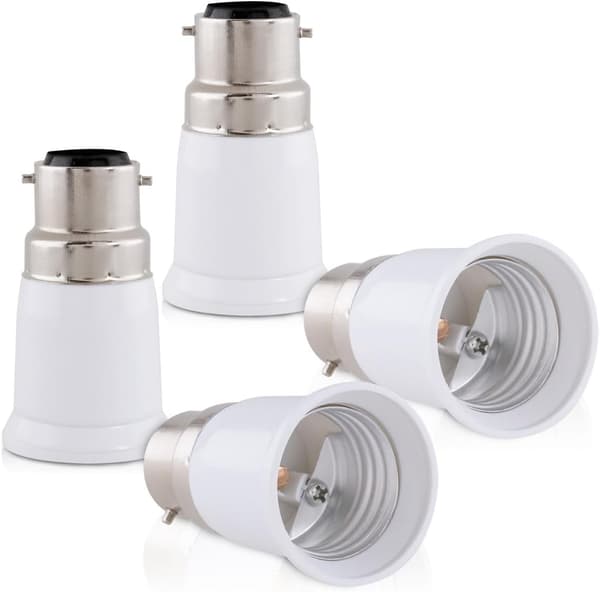 4x fatningsadapter - B22 til E27 - Bajonetfatning lampeholderadapter