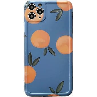 Retro Orange Maleri Blødt iPhone Cover (Blå, iPhone 12)
