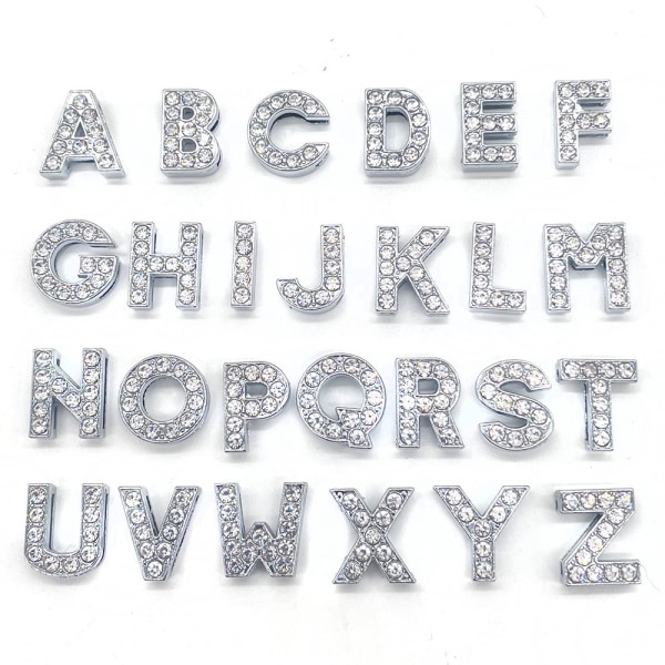 Sko Charms 26 bokstäver hål skor kristall ädelsten bokstav ornament Cro