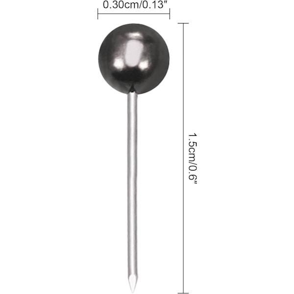 (Retro Metallic Black), 400 stycken kartnålar med 1/8 tum stål he