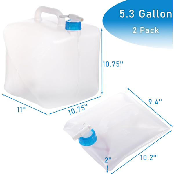 2-pack hopfällbar vattenkokare, 20L portabel vattenförvaringskokare för camping, lämplig för utomhuscamping och vandring, röd Red 20L