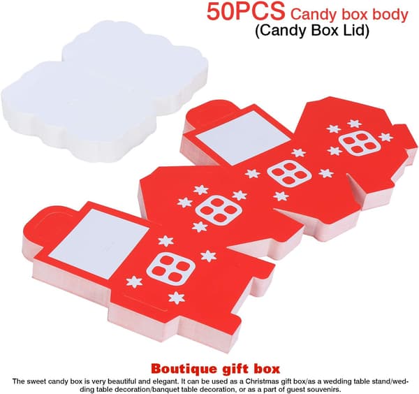 50-pack julpresentaskar i papper - Husformade godisaskar - C