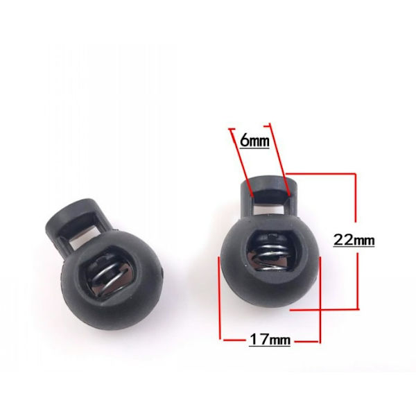12 st sladdstoppare, 1 hål, 22 x 17 mm, hål 6 x 4,8 mm, idealisk för