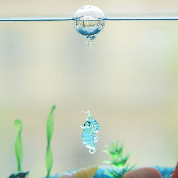 Flydende søhest til akvarium, lysende søhest dekoration, akvarium mikro landskab vand scenery dekoration, blå