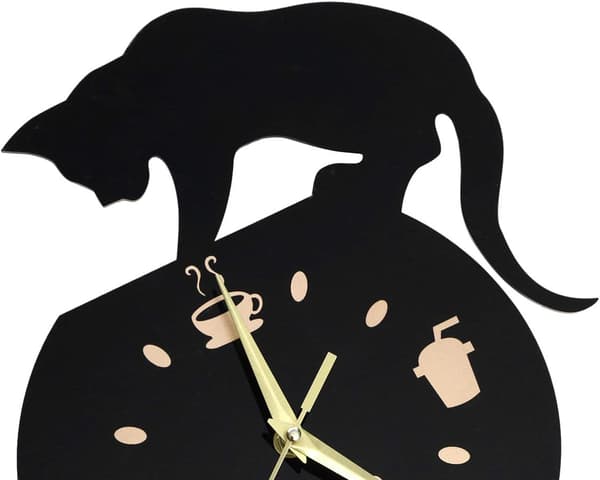 Klocka katt kit Kitty Clocks The Original Coffee Black kat-Silent C