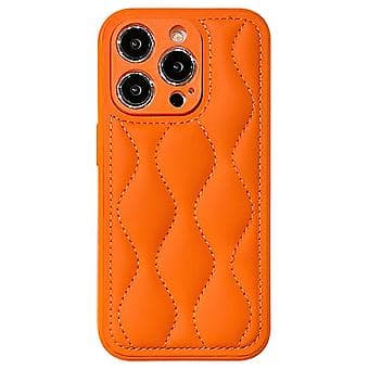 Fint hål 8-formad textur Eiderdown Airbag-telefonfodral för iPhone 12 Pro Max Orange