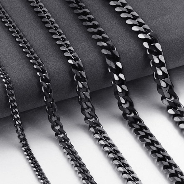 Justerbart pansarkedjearmband, kubanskt armbandstillbehör i rostfritt stål, enkelt och moderiktigt trendigt armband, 7 mm, svart Black 7mm