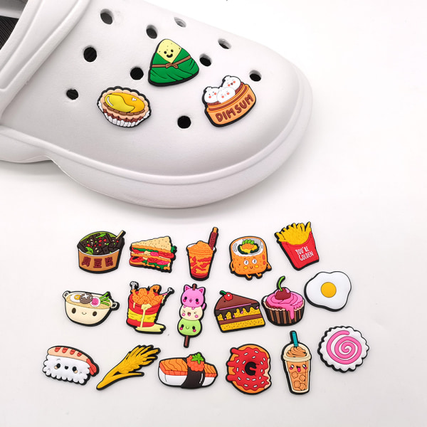 Shoe Charms 20st söta Cartoon Food Series skor blomma hål sko