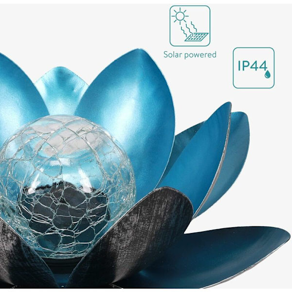 Blå Solar Lotus Flower Lamp - Varmvit - Ljusstark LED Flower Rec