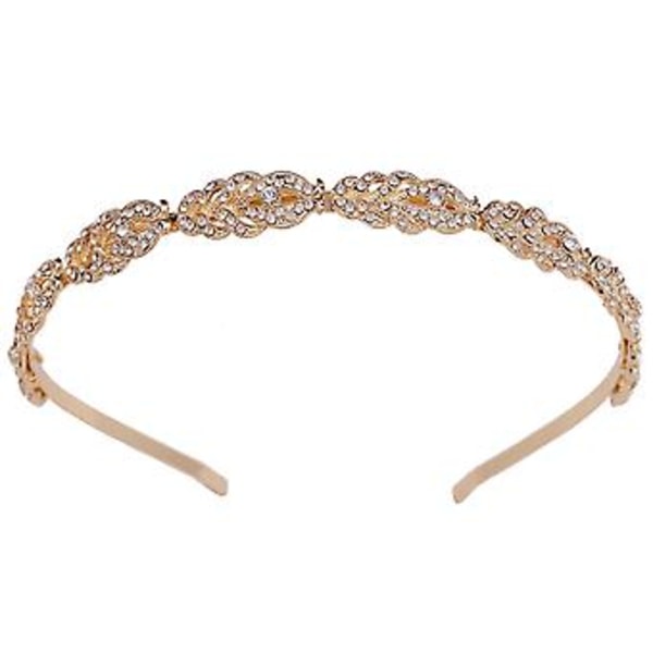 Brudgummens Roséguld Huvudband Tiara Bländande Rhinestones Hårcirklar Ornament För Brudtärna Bröllopsklänning (Guld)
