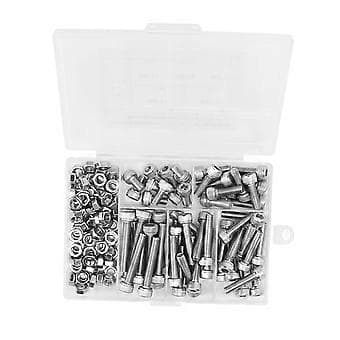 150 st Hex Socket Skruvar Muttrar Kit 304 Rostfritt Stål M5 Hex Socket Huvud Skruvar och Muttrar Assortment Kit ( )