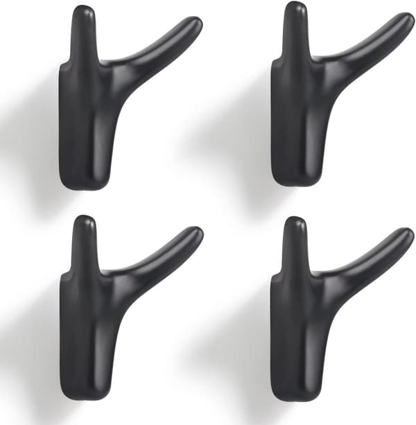 4 stk doble veggkroker, kraftig solid sinklegering vegg