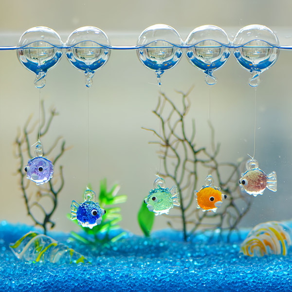 5 akvarie flydende kugler, lysende pufferfisk flydende kugle bobler, akvarium mikro landskabsdekoration