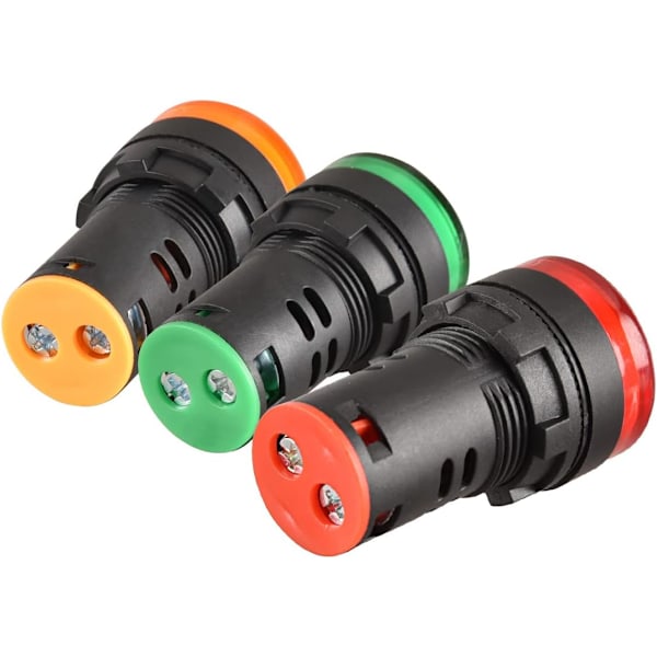 3-pack 22 mm LED-indikatorlampor, AD16-22D/S, 12V DC 20mA, Röd Gr.