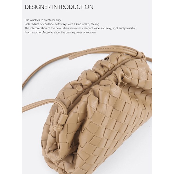 PU vævet sky taske crossbody taske, mini læder håndtaske, ferie-/fødselsdagsgave til mor, kone, venner, sort Black
