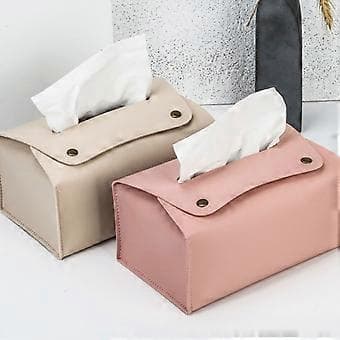 PU Lær Tissue Oppbevaringshylle Papirhåndklebeholder Elegant Rektangulær Tissue Dispenser Moderne Tissueboks Grå Grey