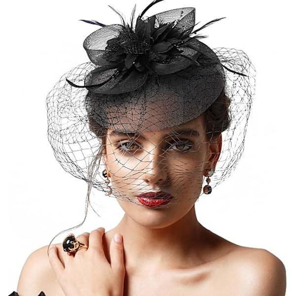 Fascinator Hat Feather Wedding Ladies Day Pannband och Clip Cockt