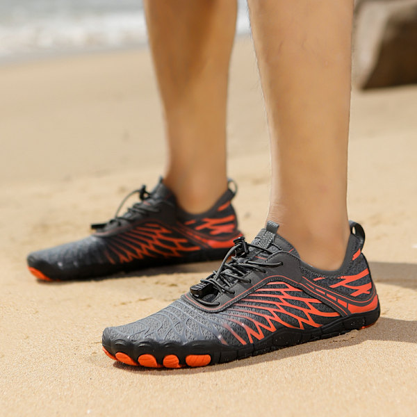 Sommar Utomhus Vattendragningsskor, Halkfria Fiske- & Badskor, Snabbtorkande, Andningsbara Vandringsskor, Svart & Orange, 38 Black and orange 38