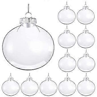 12 stk. Transparent Julekule Tom DIY Kuler Juletrepynt