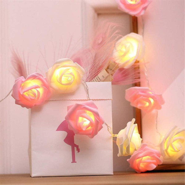 Batteridrivna LED Rose String Lights för bröllop, alla hjärtans dag