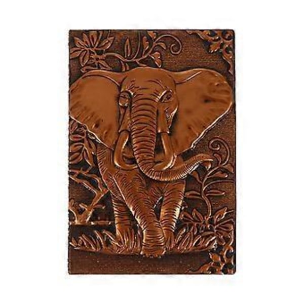 A5 Retro Rejsejournal Hardcover Dagbog Bog Præget Elefant Notesblok (Kaffe)