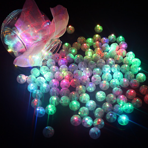 100 flerfärgade LED-ballonglampor, blinkande cirkulära mini-LED-lampor, lämpliga för ballonger till påsk, födelsedagsfester, bröllop