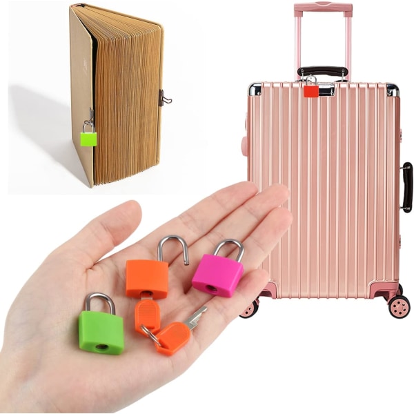 8 delar minibagagehänglås, flerfärgat resväskahänglås med Ke