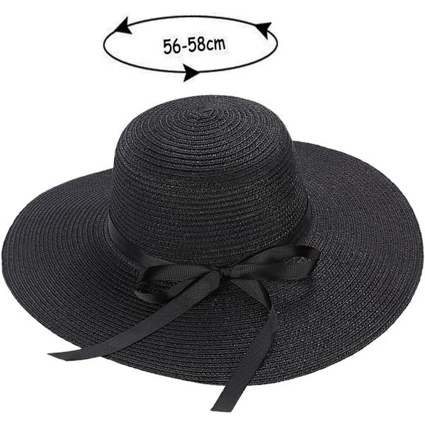 Solhattar Sommarhatt för kvinnor, hatt med bred brätte, halm, hopfällbar, Bo