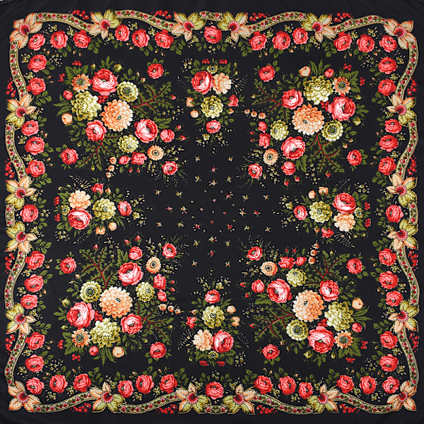 Retro kukkakuvioinen huivi, muslimihuivi painetulla tupsuhuivilla, etninen huivi, 90cm x 90cm, punainen Red