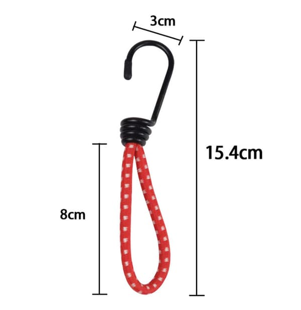25 Professionel gummibungee-snor med krog (sort 154 mm)