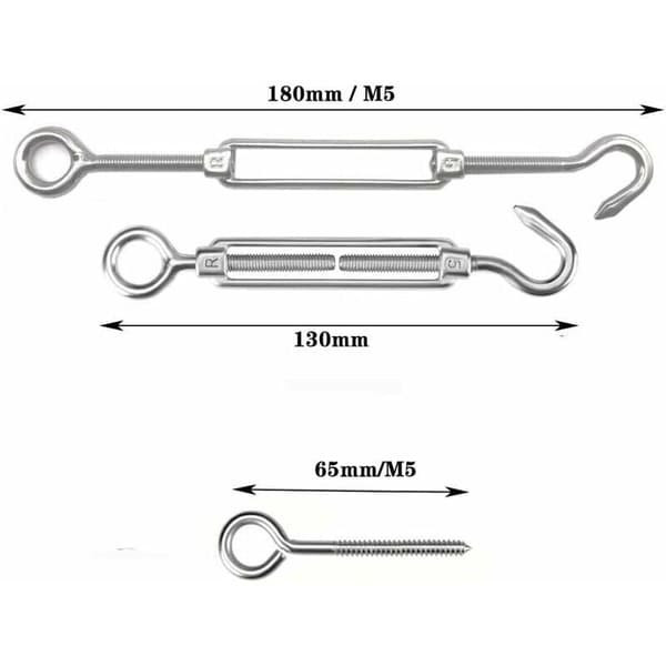 30m/2mm Rustfri Stål Wire Kit med M5 Kraftig Wire Spænder