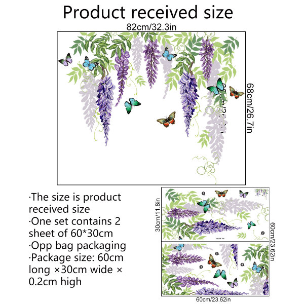 En set av fjärilsväxter Väggdekal Dekal dekorativt självhäftande