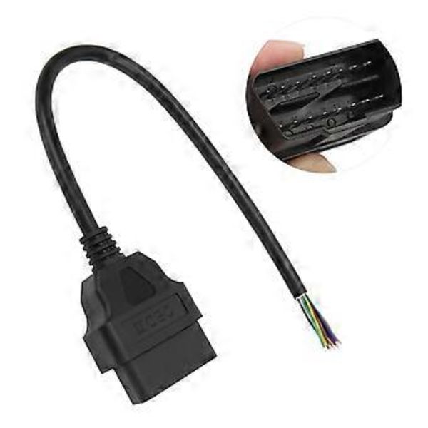 OBD2-kontaktadapter 16-stifts hane kabelkontakt diagnostiskt verktyg passande för ELM327 förlängning 30 cm ( )