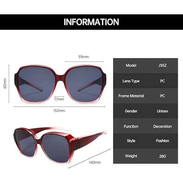 Moderne polariserede solbriller, udendørs kørsel solbeskyttelse og UV-beskyttelse solbriller, multifunktionelle briller, unisex, rød Red