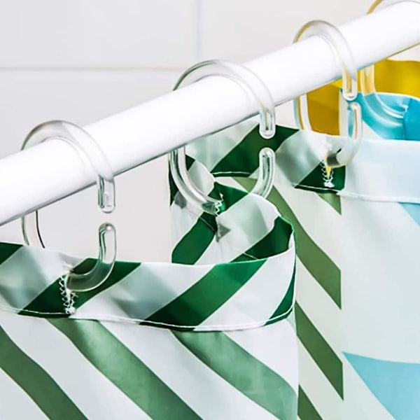 12 Stykker Klar Gardinring, Dusjring i Plast, C-formet Dusj