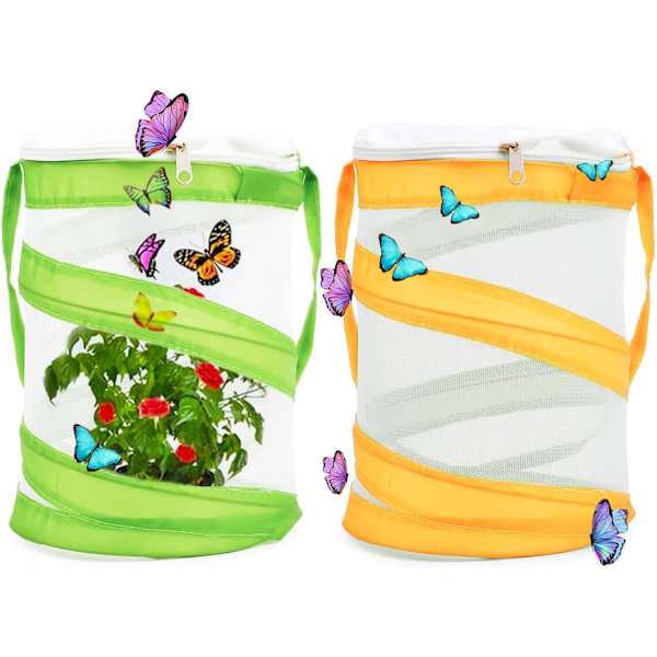 Butterfly Habitat Cage 2ST Insektsuppfödningsburar Insektsbur Hab