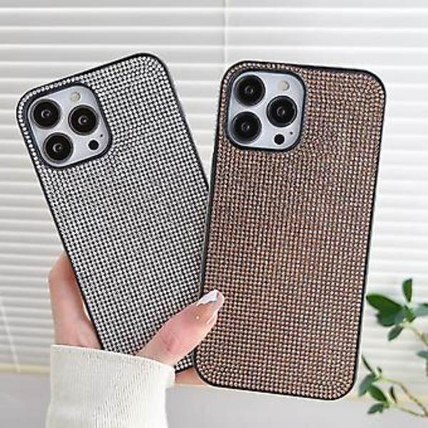 Solid farge diamant TPU telefondeksel for iPhone 12 Black