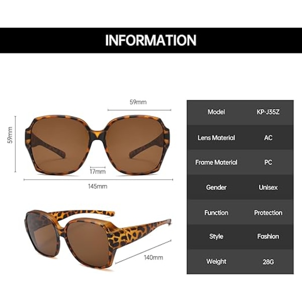 Moderigtige polariserede solbriller, udendørs kørsel solbeskyttelse og UV-beskyttelse solbriller, multifunktionelle briller, unisex, leopardprint leopard print