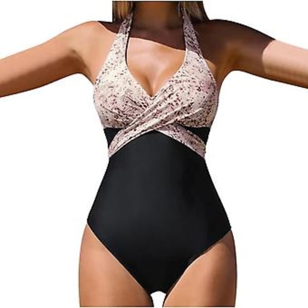 En-delad baddräkt för kvinnor, sexig hög skärning, halter, hål på sidan, monokini, rygglös jumpsuit, badkläder, färg XL